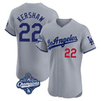 Silnrao LA.Dodgers #22 Clayton Kershaw Player Gray World Series Meet Limited Elite Home Stitched Jerseys