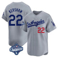 Silnrao LA.Dodgers #22 Clayton Kershaw Player Gray World Series Meet Limited Home Stitched Jerseys