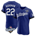 Silnrao LA.Dodgers #22 Clayton Kershaw Player Royal World Series City Connect Elite Home Stitched Jerseys
