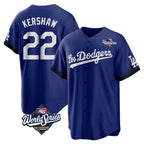 Silnrao LA.Dodgers #22 Clayton Kershaw Player Royal World Series City Connect Home Game Stitched Jerseys