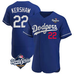 Silnrao LA.Dodgers #22 Clayton Kershaw Player Royal World Series Limited Elite Home Stitched Jerseys