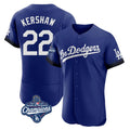 Silnrao LA.Dodgers #22 Clayton Kershaw Player Royal World Series Meet City Connect Elite Home Stitched Jerseys