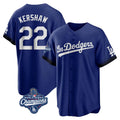 Silnrao LA.Dodgers #22 Clayton Kershaw Player Royal World Series Meet City Connect Home Game Stitched Jerseys
