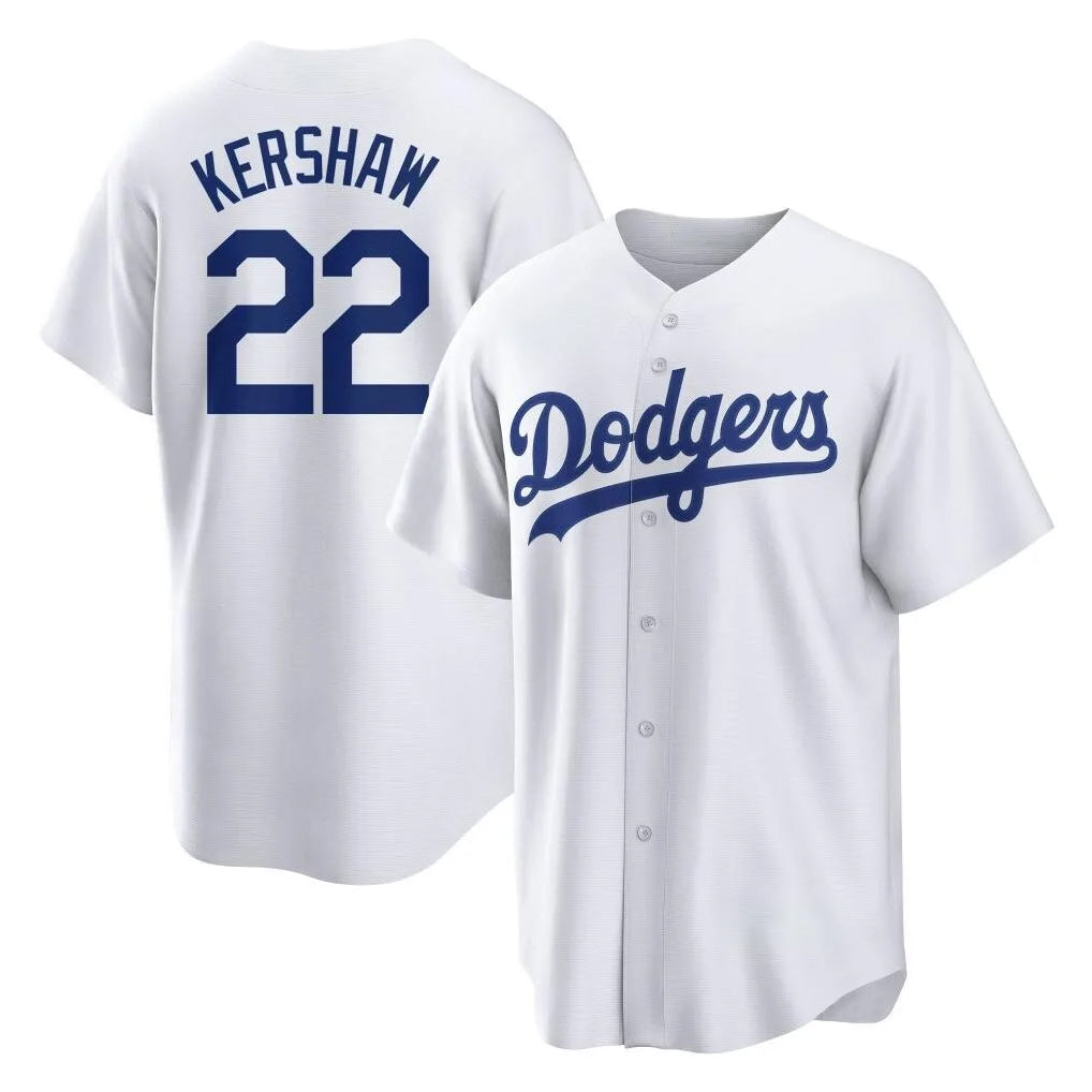 Silnrao LA.Dodgers #22 Clayton Kershaw Player White Game Home Stitched Jerseys