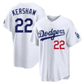 Silnrao LA.Dodgers #22 Clayton Kershaw Player White Home Game Stitched Jerseys