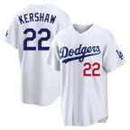 Silnrao LA.Dodgers #22 Clayton Kershaw Player White Home Game Stitched Jerseys