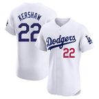 Silnrao LA.Dodgers #22 Clayton Kershaw Player White Limited Elite Stitched Jerseys