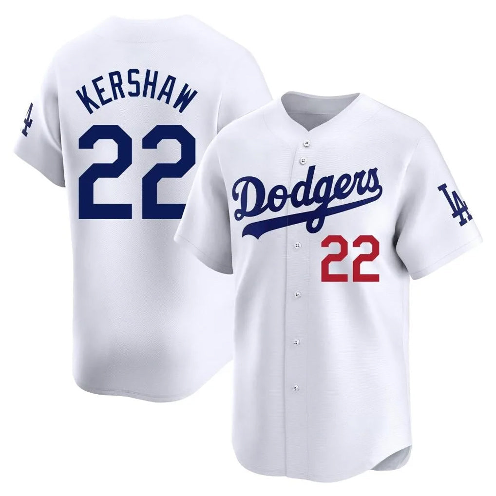 Silnrao LA.Dodgers #22 Clayton Kershaw Player White Limited Home Stitched Jerseys