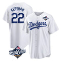 Silnrao LA.Dodgers #22 Clayton Kershaw Player White World Series Game Home Stitched Jerseys