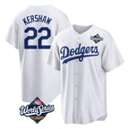 Silnrao LA.Dodgers #22 Clayton Kershaw Player White World Series Game Home Stitched Jerseys