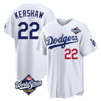 Silnrao LA.Dodgers #22 Clayton Kershaw Player White World Series Home Game Stitched Jerseys