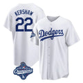 Silnrao LA.Dodgers #22 Clayton Kershaw Player White World Series Meet Game Home Stitched Jerseys