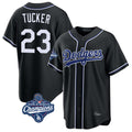 Silnrao LA.Dodgers #23 Kyle Tucker Player Black World Series Meet Carbon Limited Home Stitched Jerseys