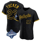 Silnrao LA.Dodgers #23 Kyle Tucker Player Black World Series Meet Snake Skin City Limited Elite Home Stitched Jerseys