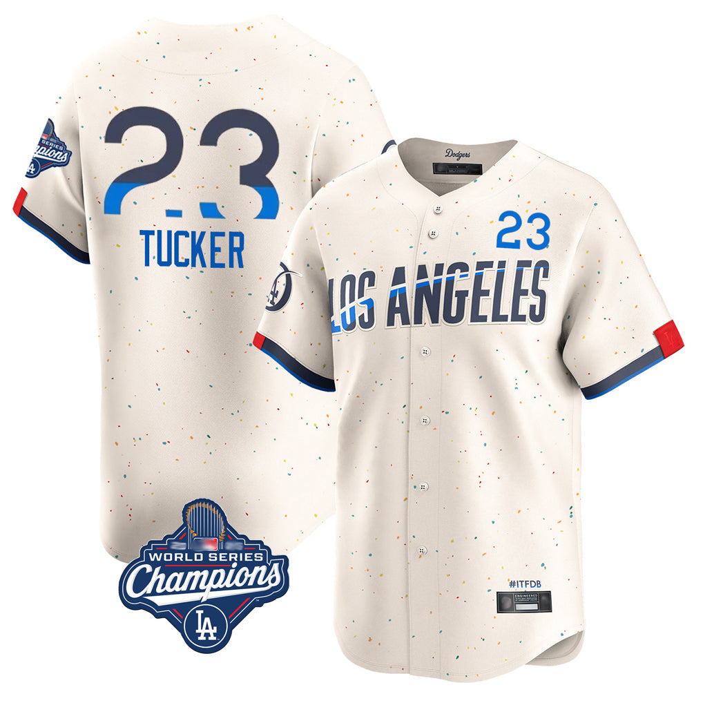 Silnrao LA.Dodgers #23 Kyle Tucker Player Cream World Series Meet City Connect Limited Home Stitched Jerseys