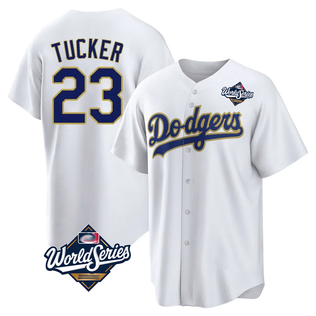 Silnrao LA.Dodgers #23 Kyle Tucker Player Gold White World Series 2026 Collection Stadium Game Stitched Jerseys