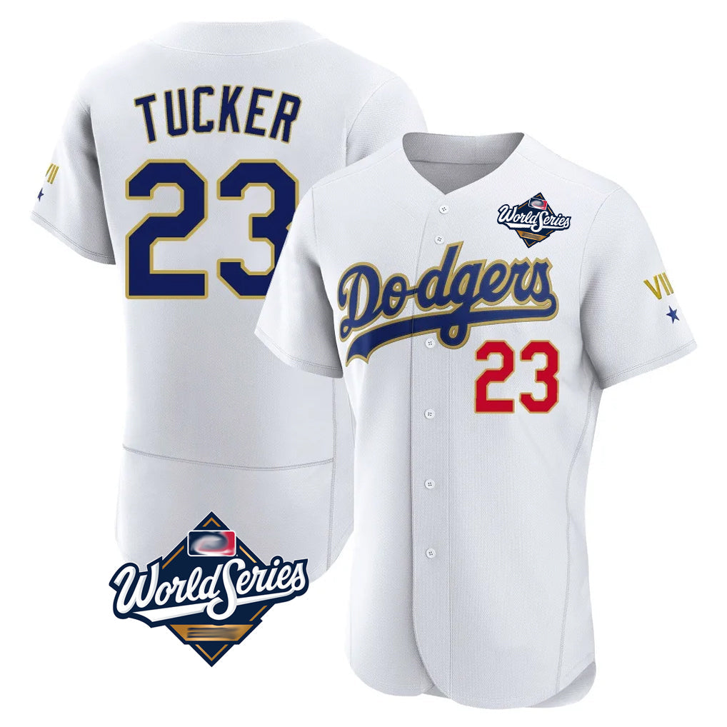 Silnrao LA.Dodgers #23 Kyle Tucker Player Gold White World Series 2026 Collection Stadium Limited Elite Stitched Jerseys