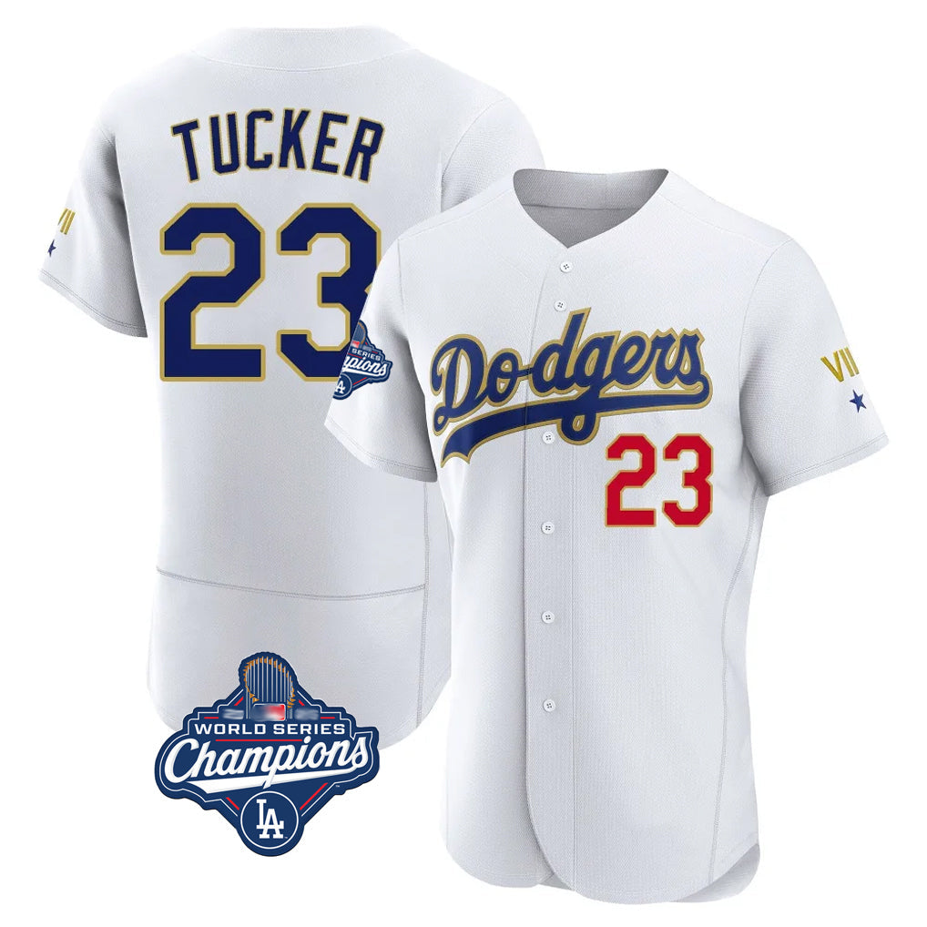 Silnrao LA.Dodgers #23 Kyle Tucker Player Gold White World Series Meet 2026 Collection Stadium Limited Elite Stitched Jerseys