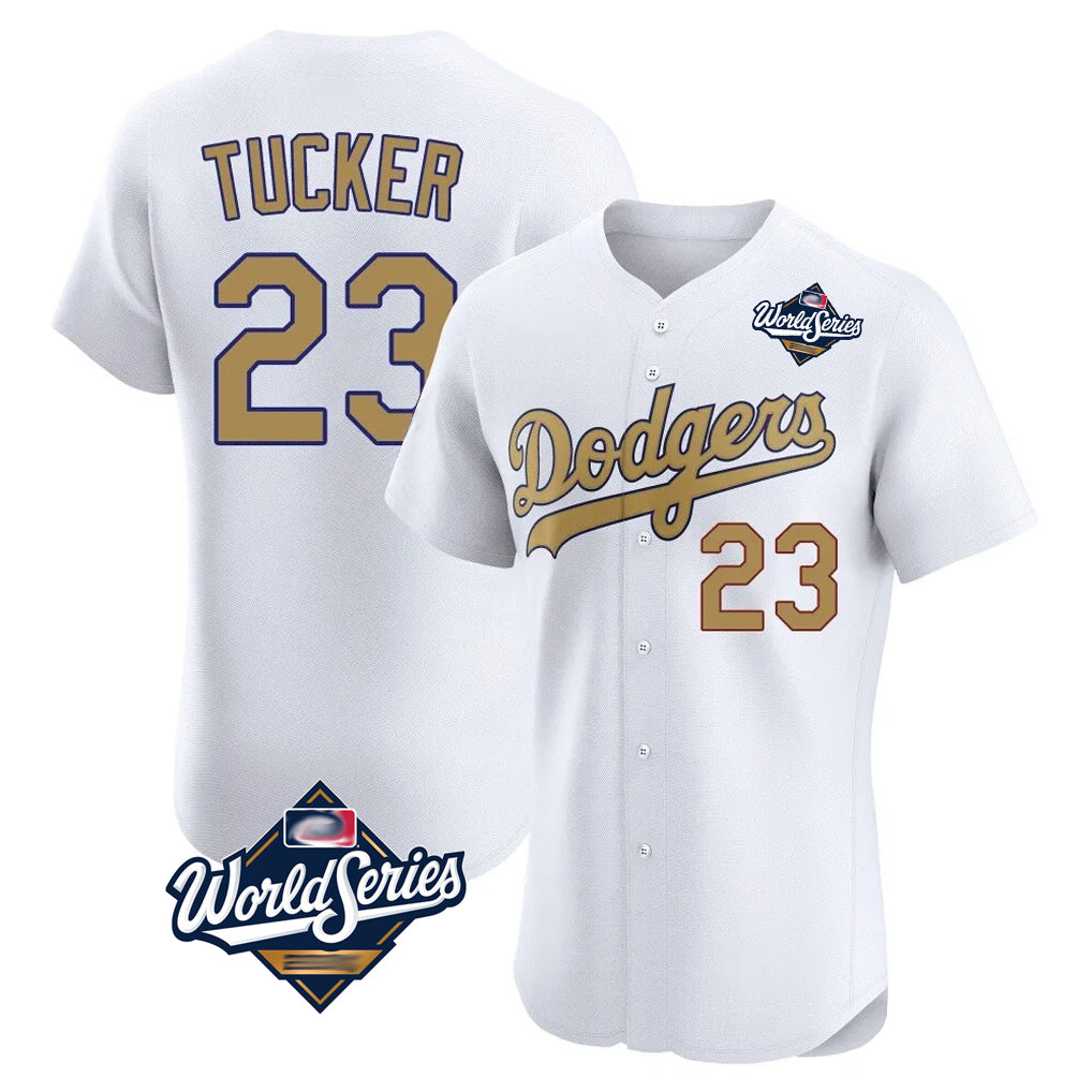 Silnrao LA.Dodgers #23 Kyle Tucker Player Gold World Series Limited Elite Home Stitched Jerseys