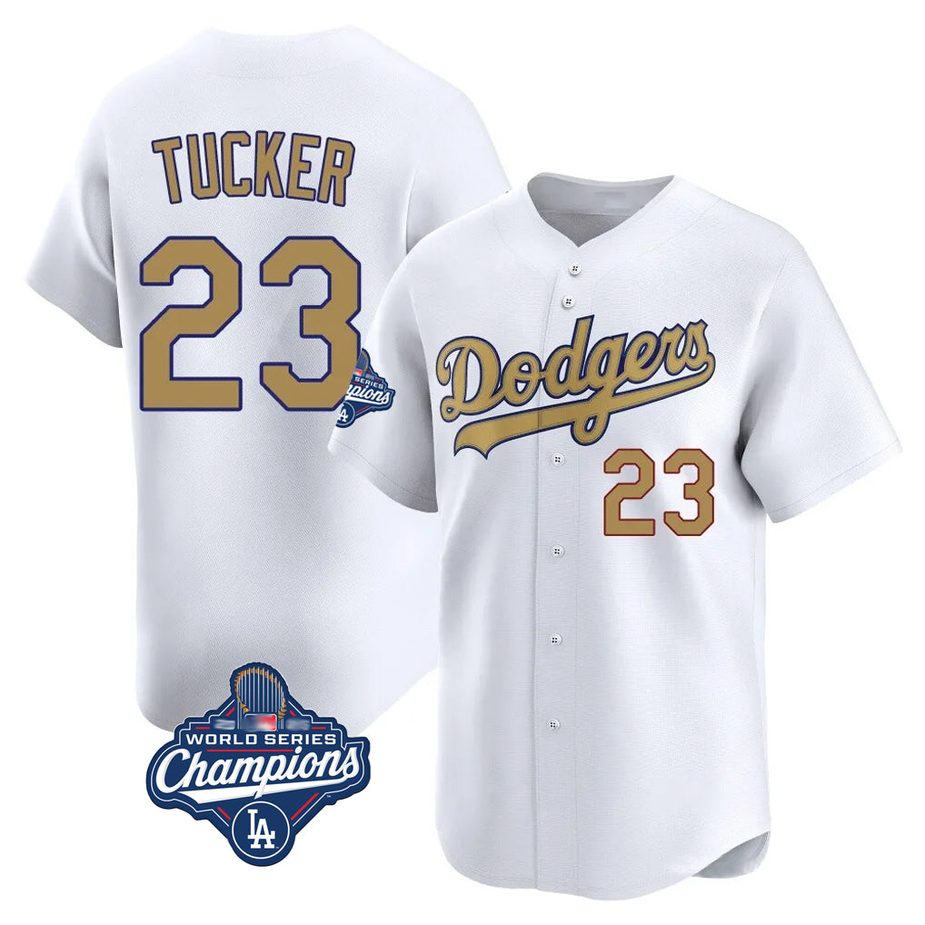 Silnrao LA.Dodgers #23 Kyle Tucker Player Gold World Series Meet Collection Limited Home Stitched Jerseys