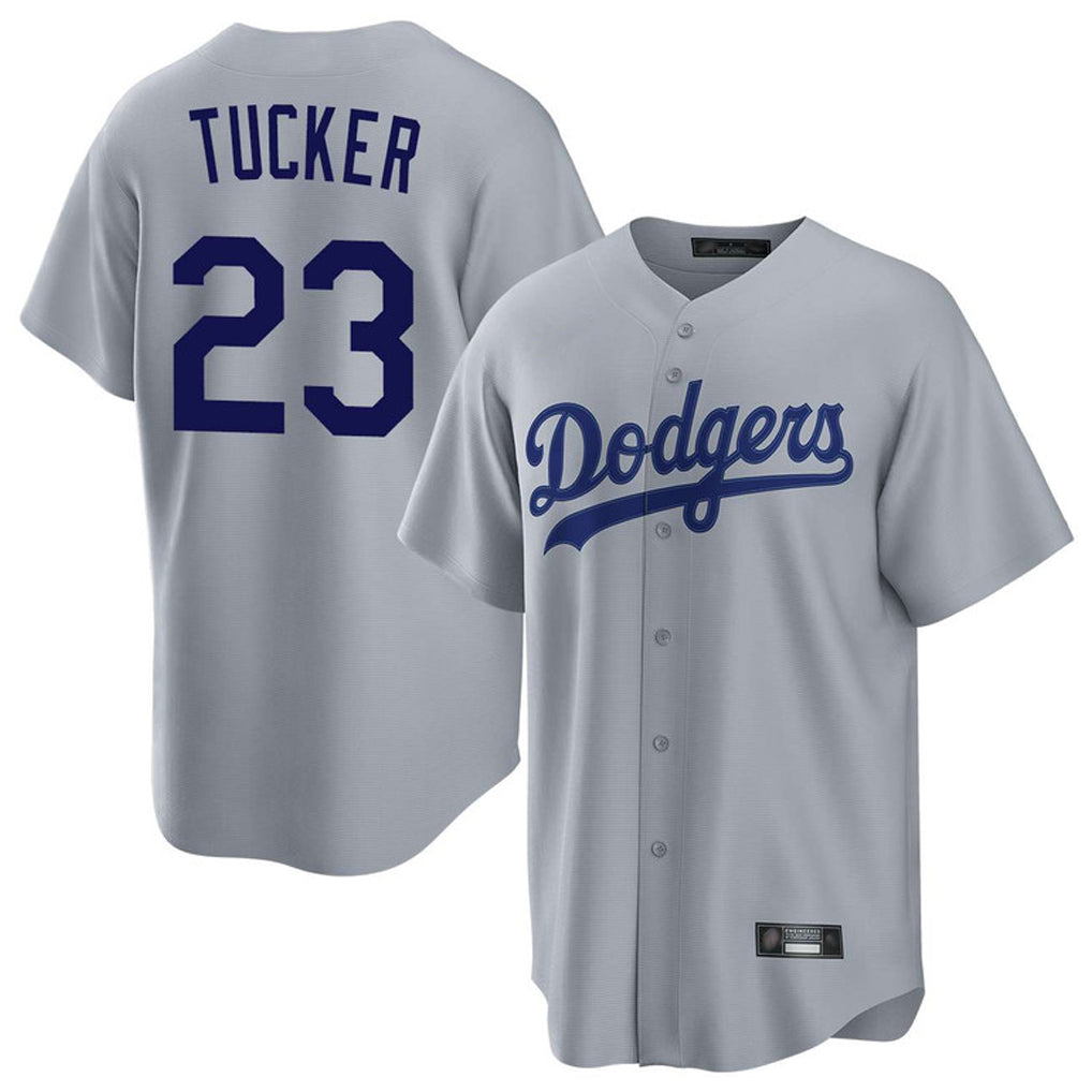 Silnrao LA.Dodgers #23 Kyle Tucker Player Gray Game Stitched Jerseys