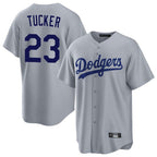 Silnrao LA.Dodgers #23 Kyle Tucker Player Gray Game Stitched Jerseys