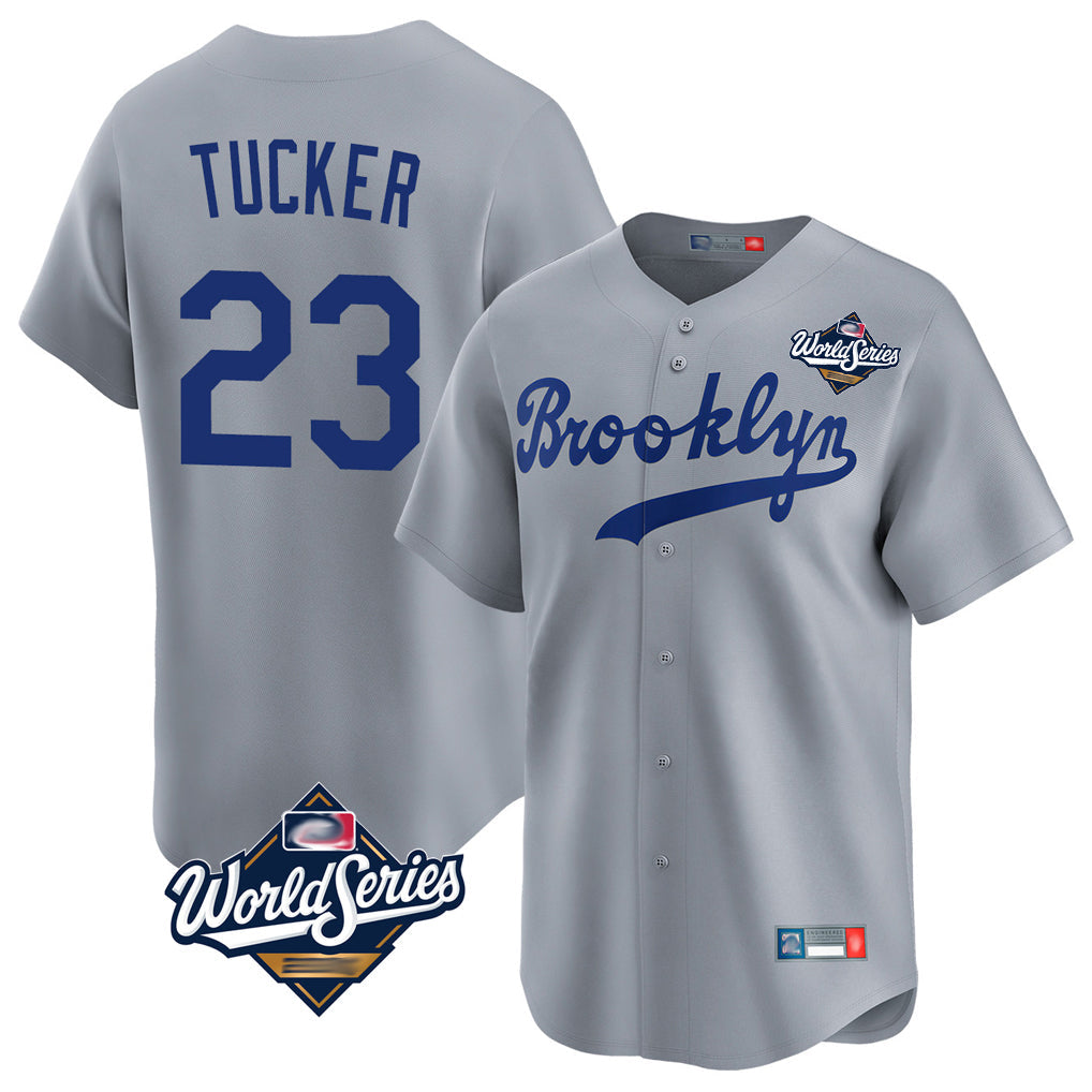 Silnrao LA.Dodgers #23 Kyle Tucker Player Gray World Series Game Limited Home Stitched Jerseys