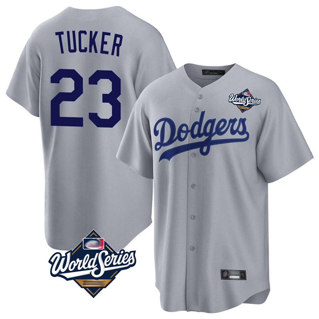 Silnrao LA.Dodgers #23 Kyle Tucker Player Gray World Series Game Stitched Jerseys