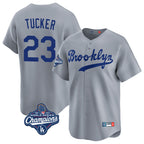 Silnrao LA.Dodgers #23 Kyle Tucker Player Gray World Series Meet Game Limited Home Stitched Jerseys