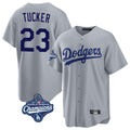 Silnrao LA.Dodgers #23 Kyle Tucker Player Gray World Series Meet Game Stitched Jerseys