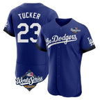 Silnrao LA.Dodgers #23 Kyle Tucker Player Royal World Series City Connect Elite Home Stitched Jerseys
