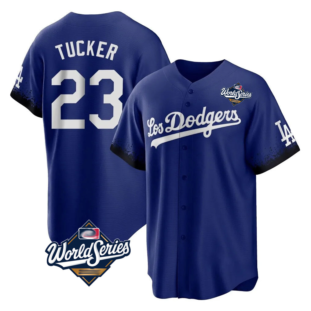 Silnrao LA.Dodgers #23 Kyle Tucker Player Royal World Series City Connect Home Game Stitched Jerseys