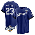 Silnrao LA.Dodgers #23 Kyle Tucker Player Royal World Series City Connect Home Game Stitched Jerseys
