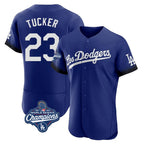 Silnrao LA.Dodgers #23 Kyle Tucker Player Royal World Series Meet City Connect Elite Home Stitched Jerseys