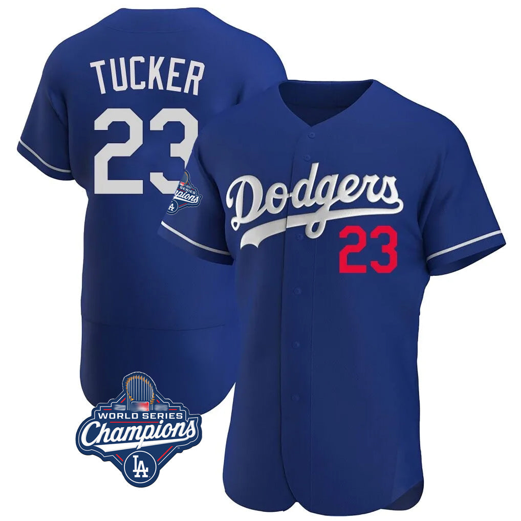 Silnrao LA.Dodgers #23 Kyle Tucker Player Royal World Series Meet Limited Elite Home Stitched Jerseys