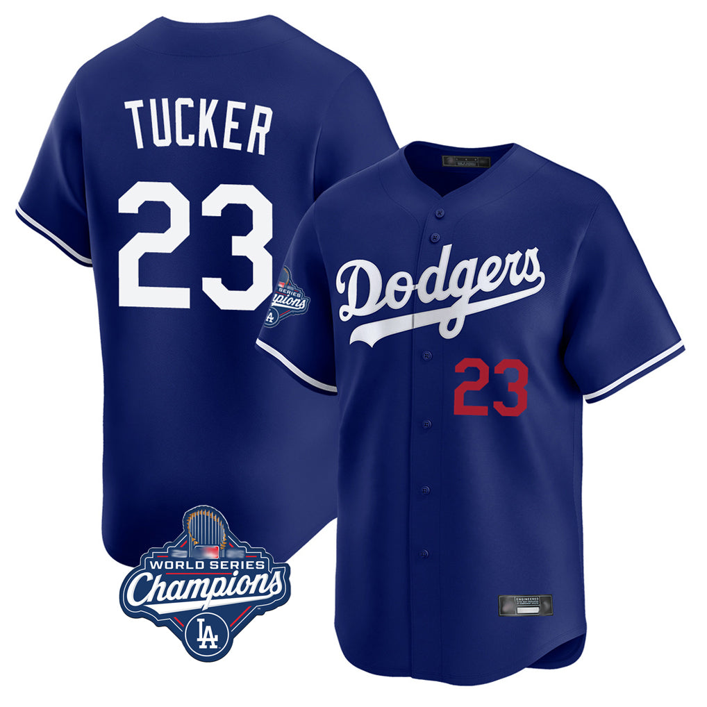 Silnrao LA.Dodgers #23 Kyle Tucker Player Royal World Series Meet Limited Home Stitched Jerseys
