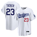 Silnrao LA.Dodgers #23 Kyle Tucker Player White Home Game Stitched Jerseys