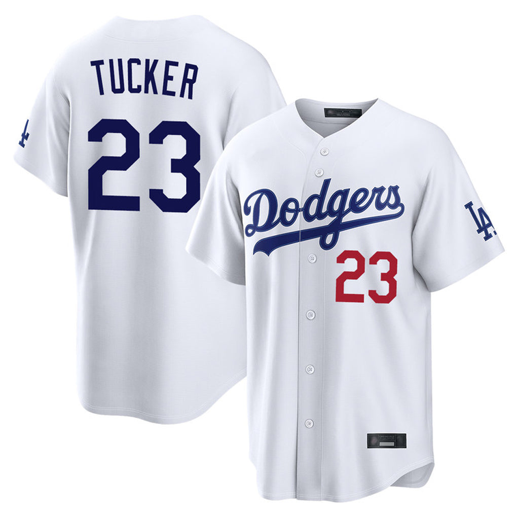 Silnrao LA.Dodgers #23 Kyle Tucker Player White Home Game Stitched Jerseys