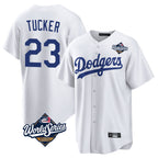 Silnrao LA.Dodgers #23 Kyle Tucker Player White World Series Game Home Stitched Jerseys