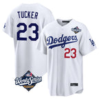 Silnrao LA.Dodgers #23 Kyle Tucker Player White World Series Home Game Stitched Jerseys