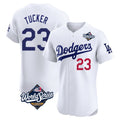 Silnrao LA.Dodgers #23 Kyle Tucker Player White World Series Limited Elite Home Stitched Jerseys