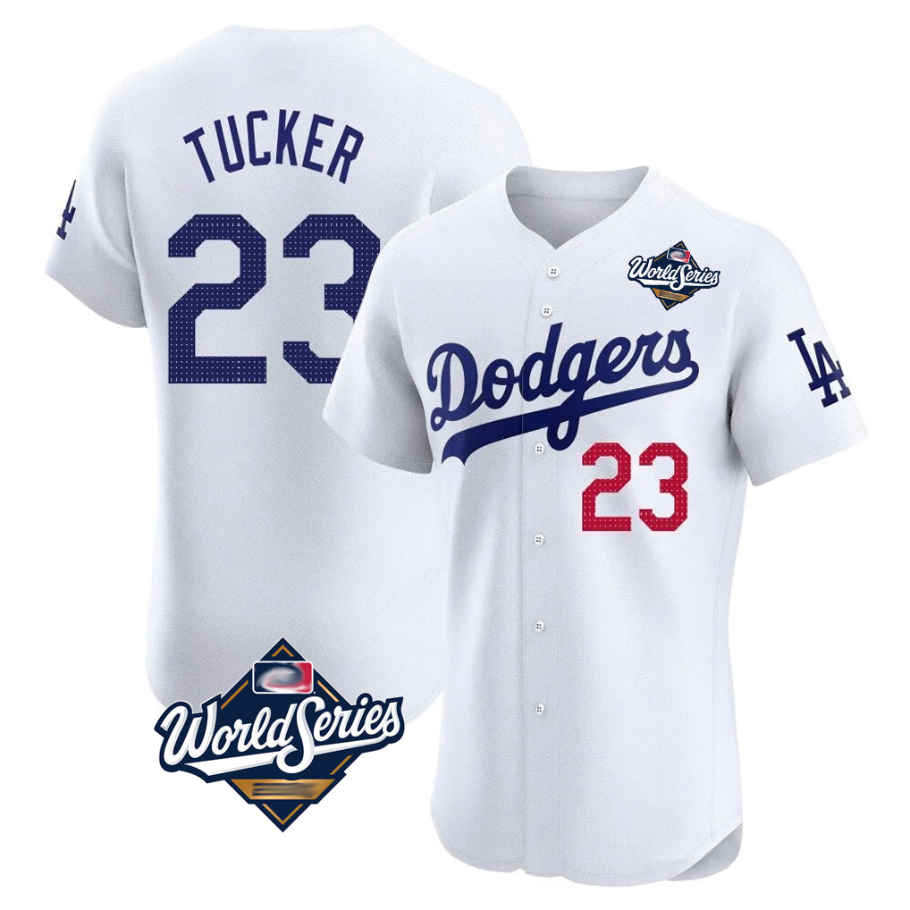 Silnrao LA.Dodgers #23 Kyle Tucker Player White World Series Limited Elite Home Stitched Jerseys