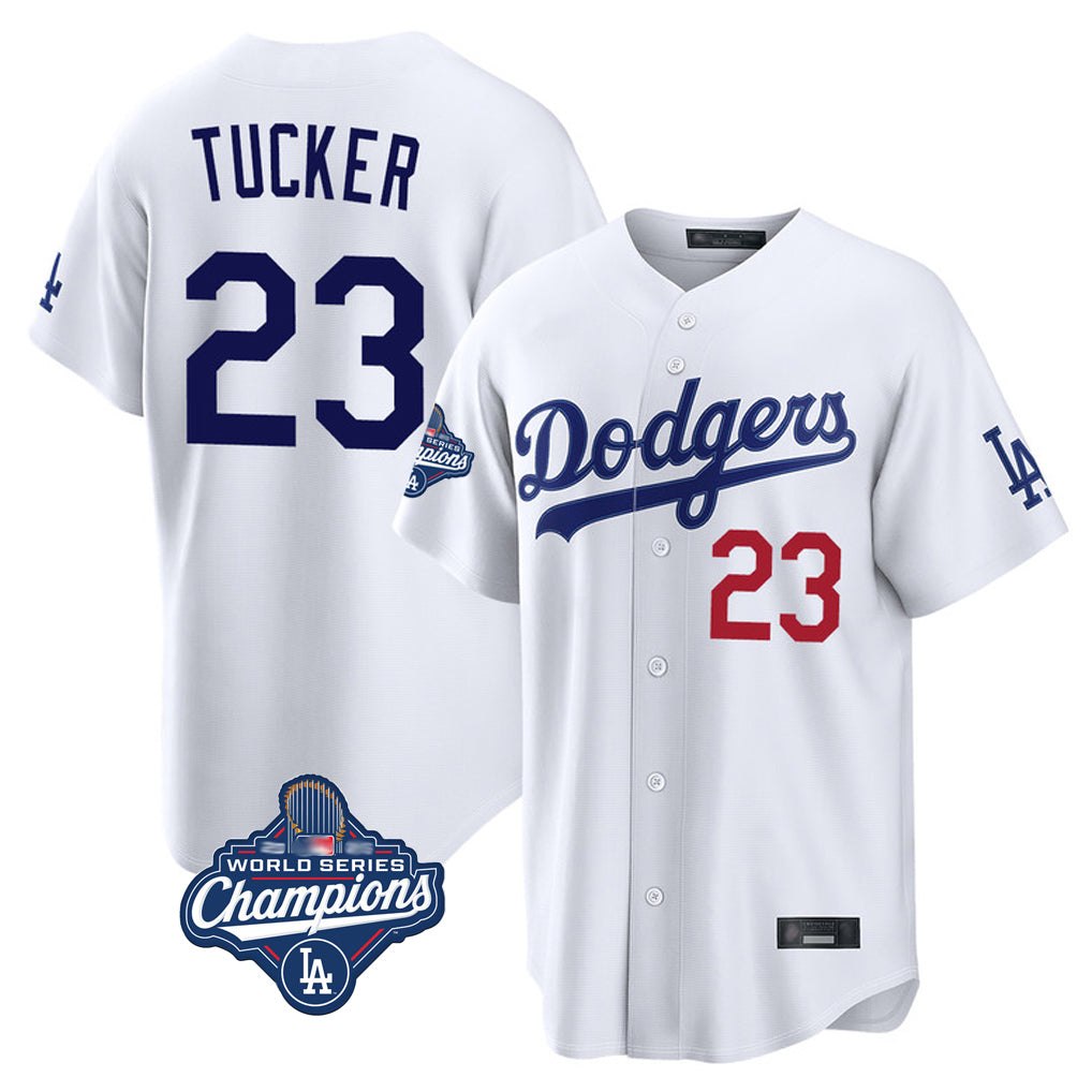 Silnrao LA.Dodgers #23 Kyle Tucker Player White World Series Meet Home Game Stitched Jerseys