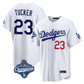 Silnrao LA.Dodgers #23 Kyle Tucker Player White World Series Meet Home Game Stitched Jerseys