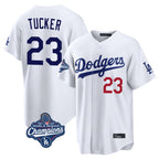 Silnrao LA.Dodgers #23 Kyle Tucker Player White World Series Meet Home Game Stitched Jerseys