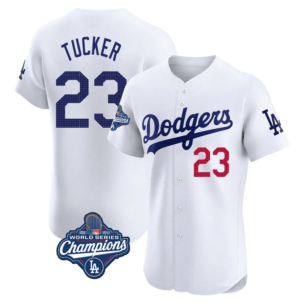 Silnrao LA.Dodgers #23 Kyle Tucker Player White World Series Meet  Limited Elite Home Stitched Jerseys