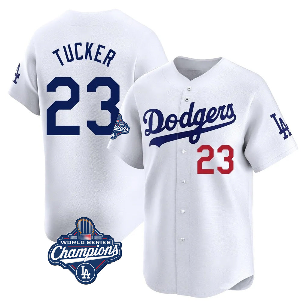 Silnrao LA.Dodgers #23 Kyle Tucker Player White World Series Meet Limited Home Stitched Jerseys