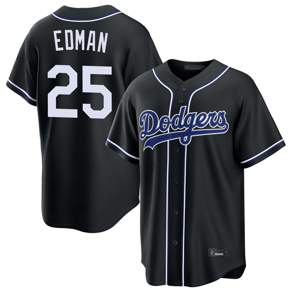 Silnrao LA.Dodgers #25 Tommy Edman Player Black Carbon Limited Home Stitched Jerseys