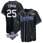 Silnrao LA.Dodgers #25 Tommy Edman Player Black World Series Carbon Limited Home Stitched Jerseys