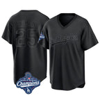 Silnrao LA.Dodgers #25 Tommy Edman Player Black World Series Meet Pitch Fashion T-shirt Stitched Jerseys